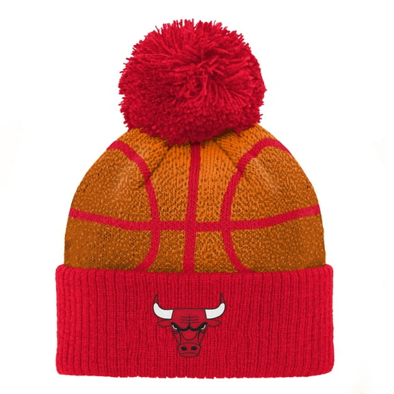Preschool Red Chicago Bulls Basketball Head Cuffed Knit Hat with Pom