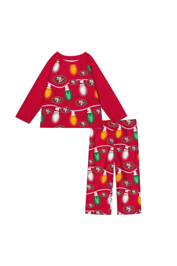 Preschool San Francisco 49ers Two-Piece Garland Holiday Long Sleeve Pajama Set