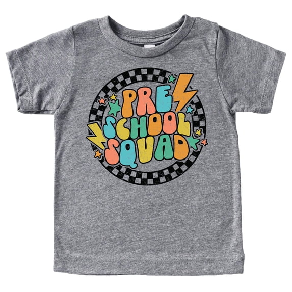 Preschool Squad Lightning First Day of School T-Shirt Back to School 1st Day of School Outfit Granite Heather Shirt 4T