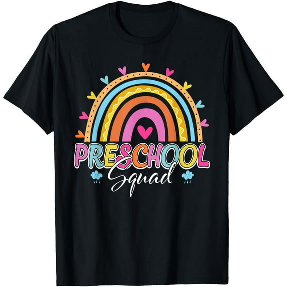 Preschool Squad Teacher Funny Rainbow Lover Back To School T-Shirt