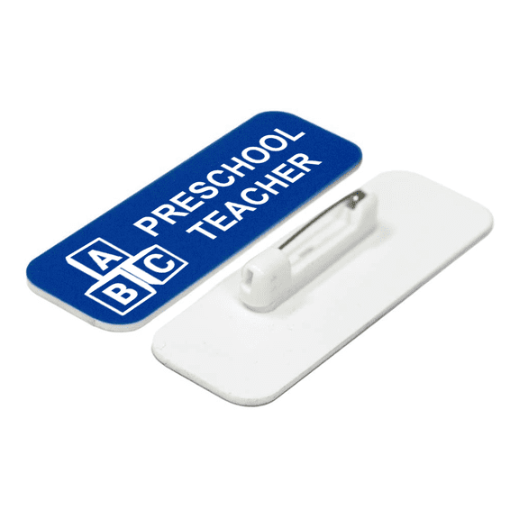 Preschool Teacher 1 x 3" Name Tag/Badge, Blue, (3 Pack)