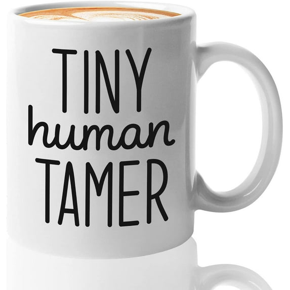 Preschool Teacher Coffee Mug 11 oz, Tiny Human Tamer Funny Gift Idea for Teaching Kindergarten Daycare School Appreciation Elementary, White