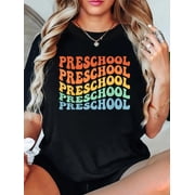 Preschool Teacher First Day School Back to School Pre-K Relaxed Fit Classic Comfort Cotton T-Shirt Women's Graphic Tee Crew Neck summer vacation Tops