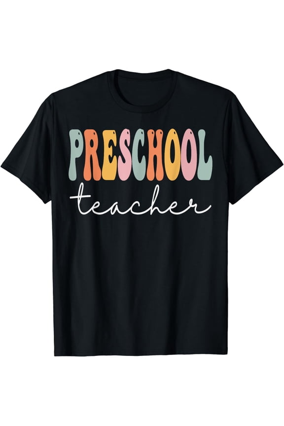 Preschool Teacher Retro Groovy Vintage First Day Of School T-Shirt