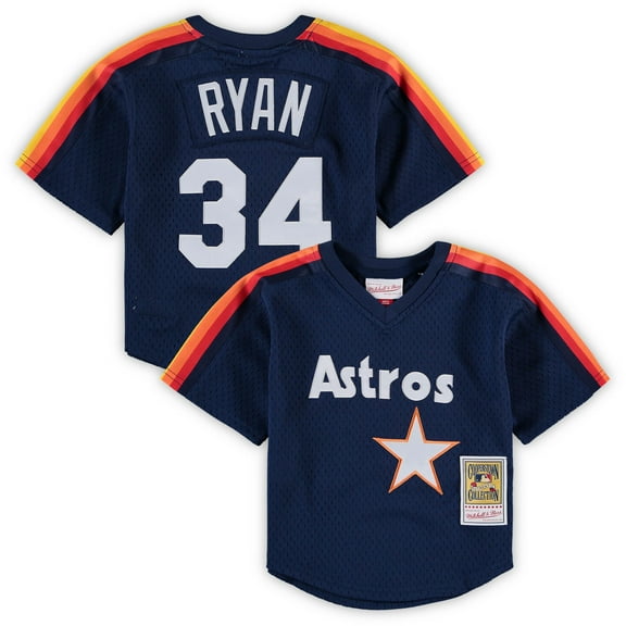 Preschool & Toddler Mitchell & Ness Nolan Ryan Navy Houston Astros Cooperstown Collection Mesh Batting Practice Jersey