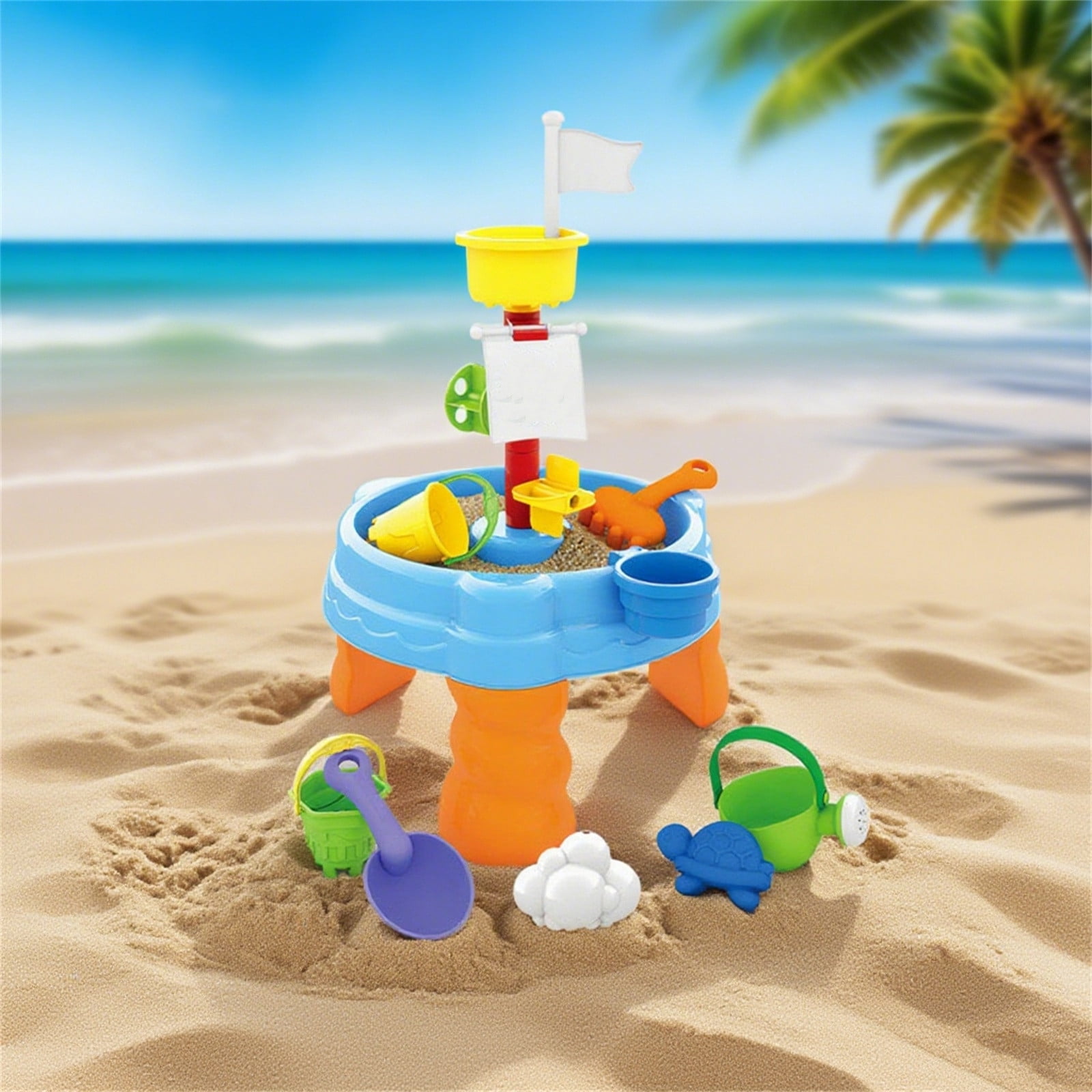 Preschool Water Table Kids Sensory Activity Set with 13 Piece Toy Accessories Fishing Game Outdoor Summer Beach Toys for Toddlers and Children
