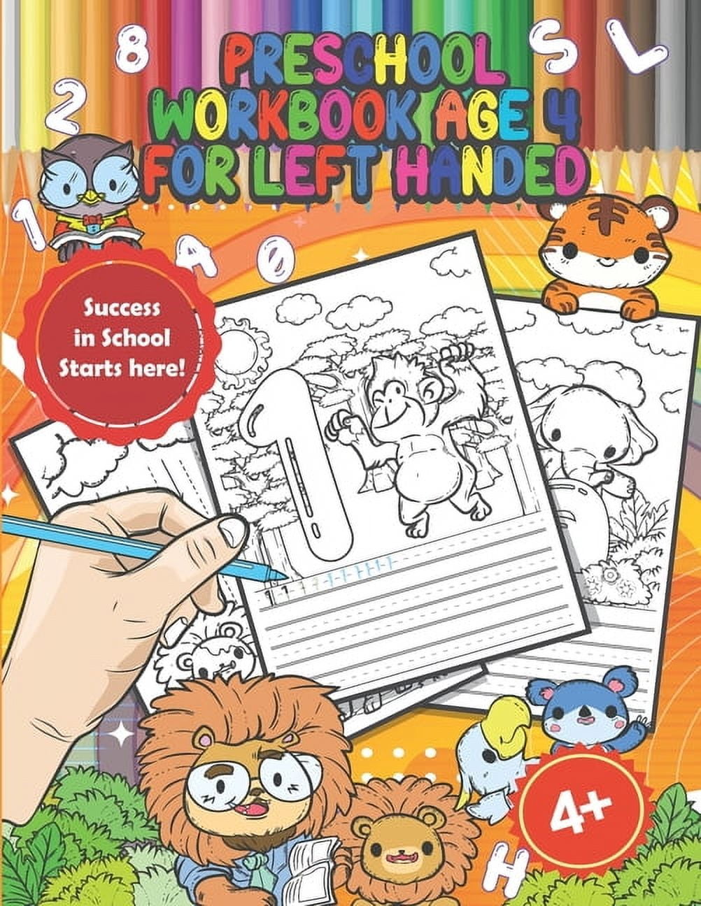 HELLEN'S PAPERHEART Preschool Workbook Age 4 for Left Handed: Handwriting Practice Workbook for Kindergarten Kids Ages 3-5, Coloring Activity Book with Animals, Perfect as Gift (Paperback)