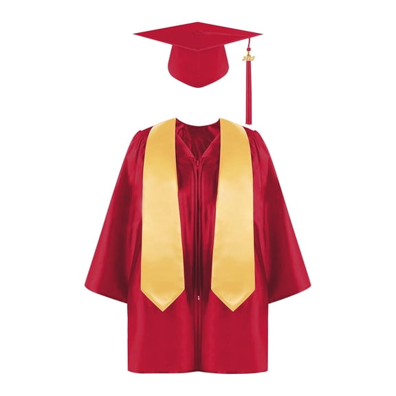 Preschool and Kindergarten Graduation Outfits Kids School Uniforms with Tassel Cap Gown Boys Girls 2025 Sets (8 Years, Red)