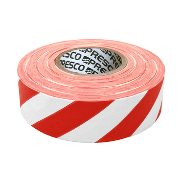 Presco Stripe Flagging Tape – 1-3/16" X 300 Ft, White/Red Stripe, Made In USA