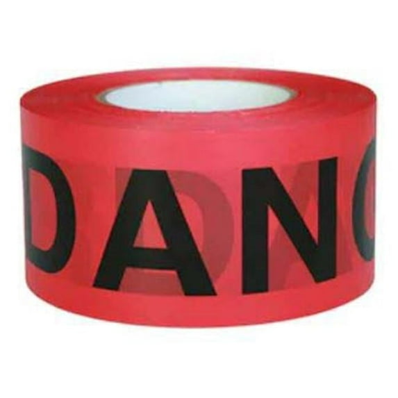 Barricade Tape, 3 in x 1000 ft, 2 mil, Red, DANGER