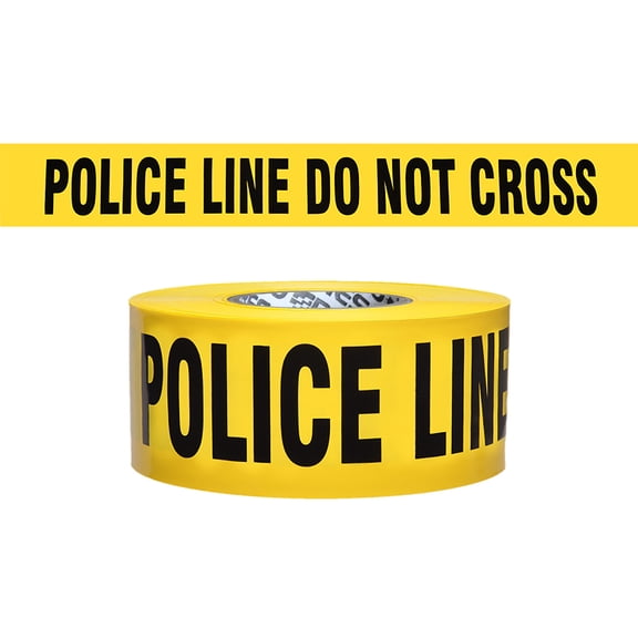[NO ADHESIVE] Presco Economy Printed Barricade Tape [2 mil thick]: 3 in. x 1000 ft. (Yellow with Black "POLICE LINE DO NOT CROSS" printing)