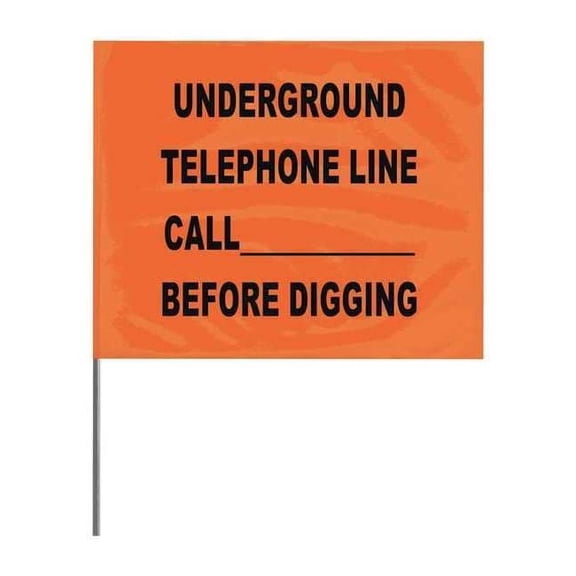 Presco Marking Flag,Orange,Telephone,PVC,PK100 4521OBK2019-200