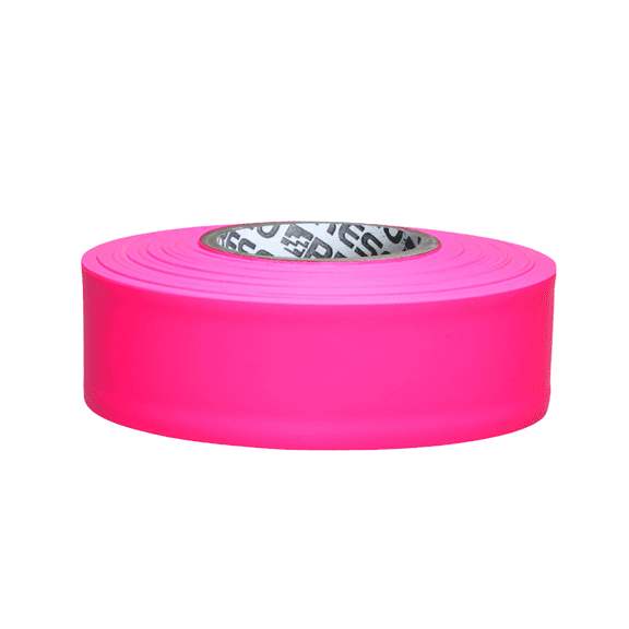 [NO ADHESIVE] Presco PresGlo Arctic Roll Flagging Tape [5 mils thick]: 1-3/16 in. x 50 yds. (Neon Pink)