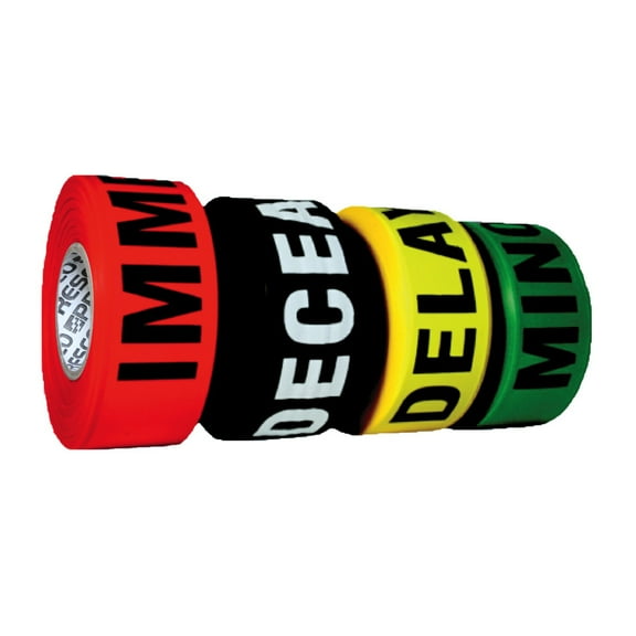 Presco Printed Roll Flagging Tape [Legends]: 1-1/2 in. x 300 ft. (Triage Kit Multi-Pack / 2 Minor, 2 Deceased, 2 Immediate, 2 Delayed) [NON-ADHESIVE]