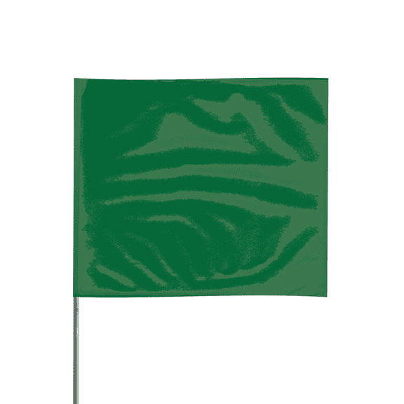 Presco Steel Wire Staff Marking Flags [2.5 in. x 3 in. Flag]: 21 in. Steel Wire / (Green)  [12 flags/pack]