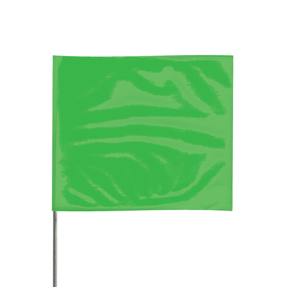 Presco Steel Wire Staff Marking Flags [4 in. x 5 in. Flag]: 21 in. Steel Wire / (Neon Green)