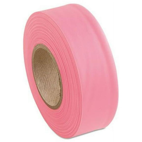 Presco TFPG 1-3/16" x 150' Pink Glo PVC Taffeta Flagging Tape, 3.25" Height, 1.18" Wide, 3.25" Length