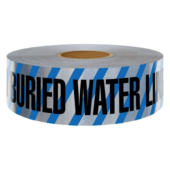 Presco U.S. Made Underground Detectable Tape: 3 in. x 1000 ft. (Blue with Black "CAUTION BURIED WATER LINE BELOW" printing)