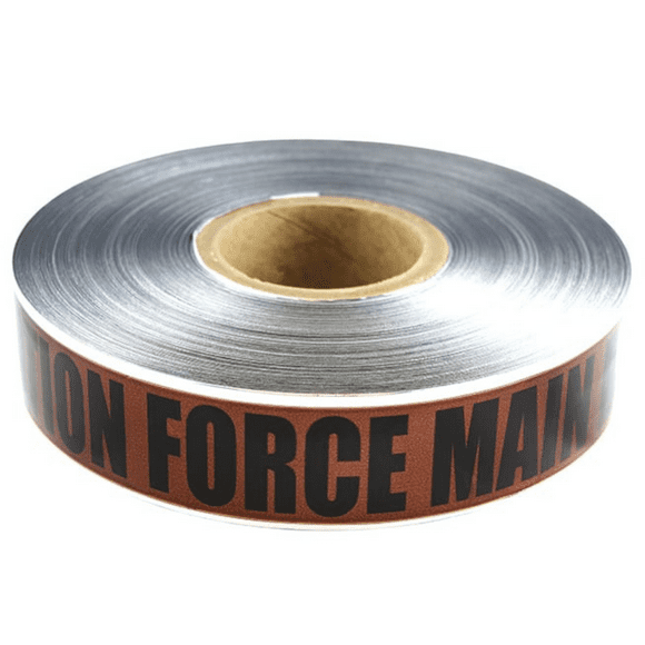 Presco Underground Detectable Tape: 2 in. x 1000 ft. (Brown with Black "CAUTION FORCE MAIN BELOW" printing)