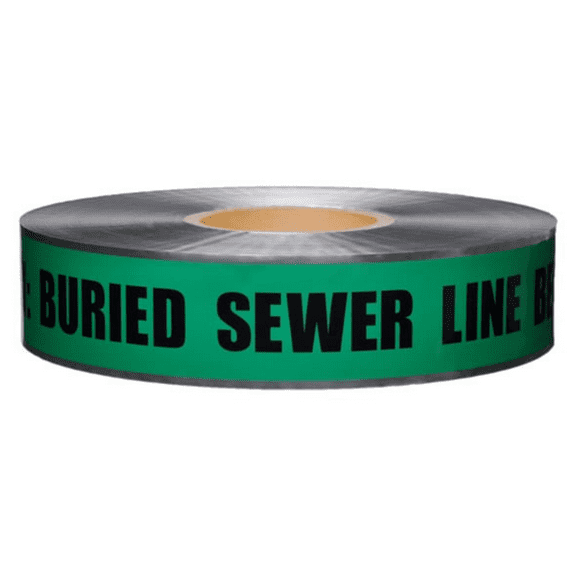 Presco Underground Detectable Tape: 2 in. x 1000 ft. (Green with Black "CAUTION BURIED SEWER LINE BELOW" printing)