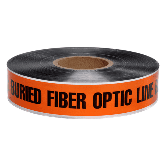 Presco Underground Detectable Tape: 2 in. x 1000 ft. (Orange with Black "CAUTION BURIED FIBER OPTIC LINE BELOW" printing)