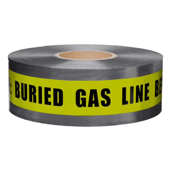 Presco Underground Detectable Tape: 3 in. x 1000 ft. (Yellow with Black "CAUTION BURIED GAS LINE BELOW" printing)