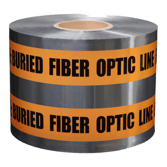 Presco Underground Detectable Tape: 6 in. x 1000 ft. (Orange with Black "CAUTION BURIED FIBER OPTIC LINE BELOW" printing)