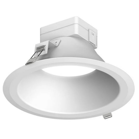 Prescolite Canless LED LiteBox Downlight, 8 inch round, 3000 lumen, warm white selectable (2700K, 3000K, 3500K) 90 CRI, 37 watt, Dimmable, 120-277V, Matte White, LBRST-8RD-M_30LWWCS9-WH