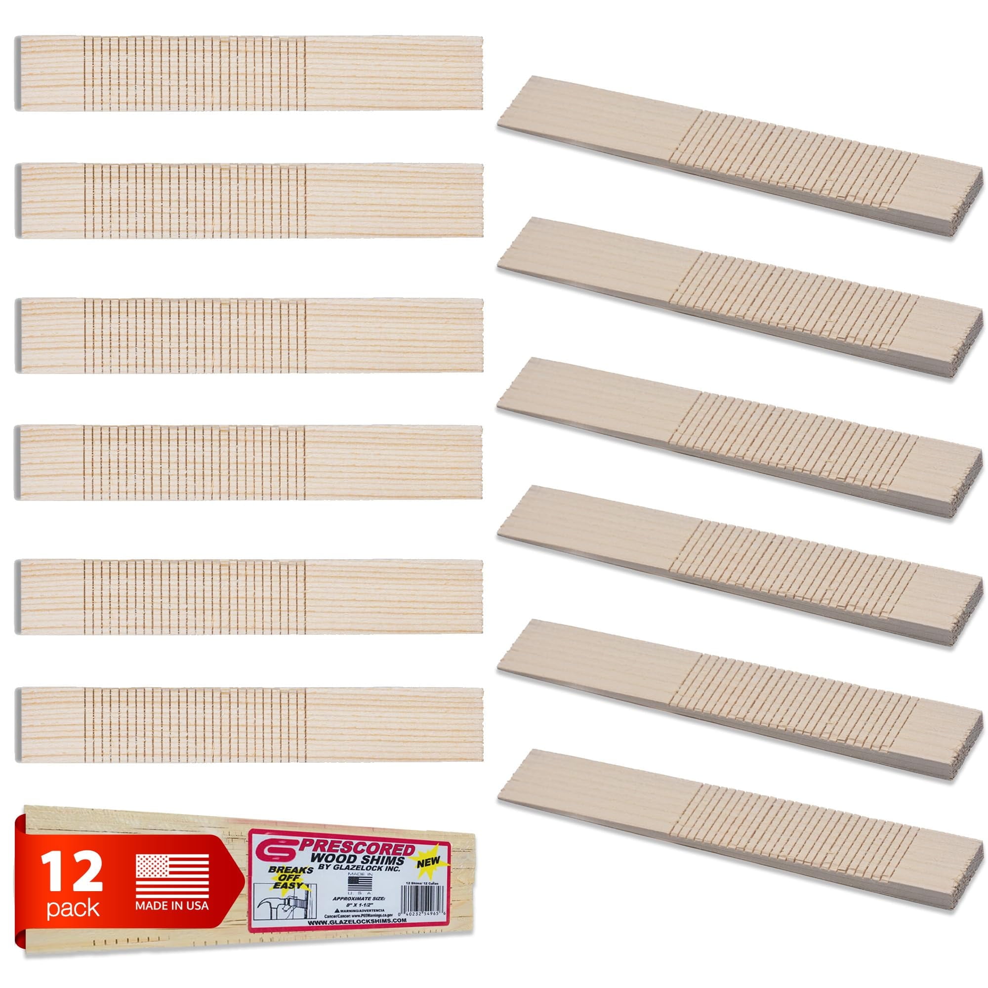 Prescored Wood Shims 12 pack by Glazelock - Walmart.com