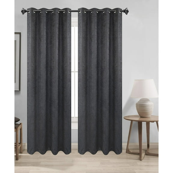 Prescott Ribbed Texture Room Darkening Grommet Window Panel, Grey, 54x84 Inches