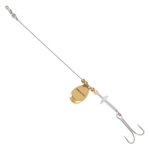 Prescott Spinner Strip-On Rig 6" Leader 1-1/4" Prescott Blade 2/0 Hook - Gold