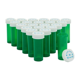 20 Pack Empty Pill Bottles with Pop Top Caps, 30 Dram Medicine Containers,  Prescription Vials with Lids (Green)