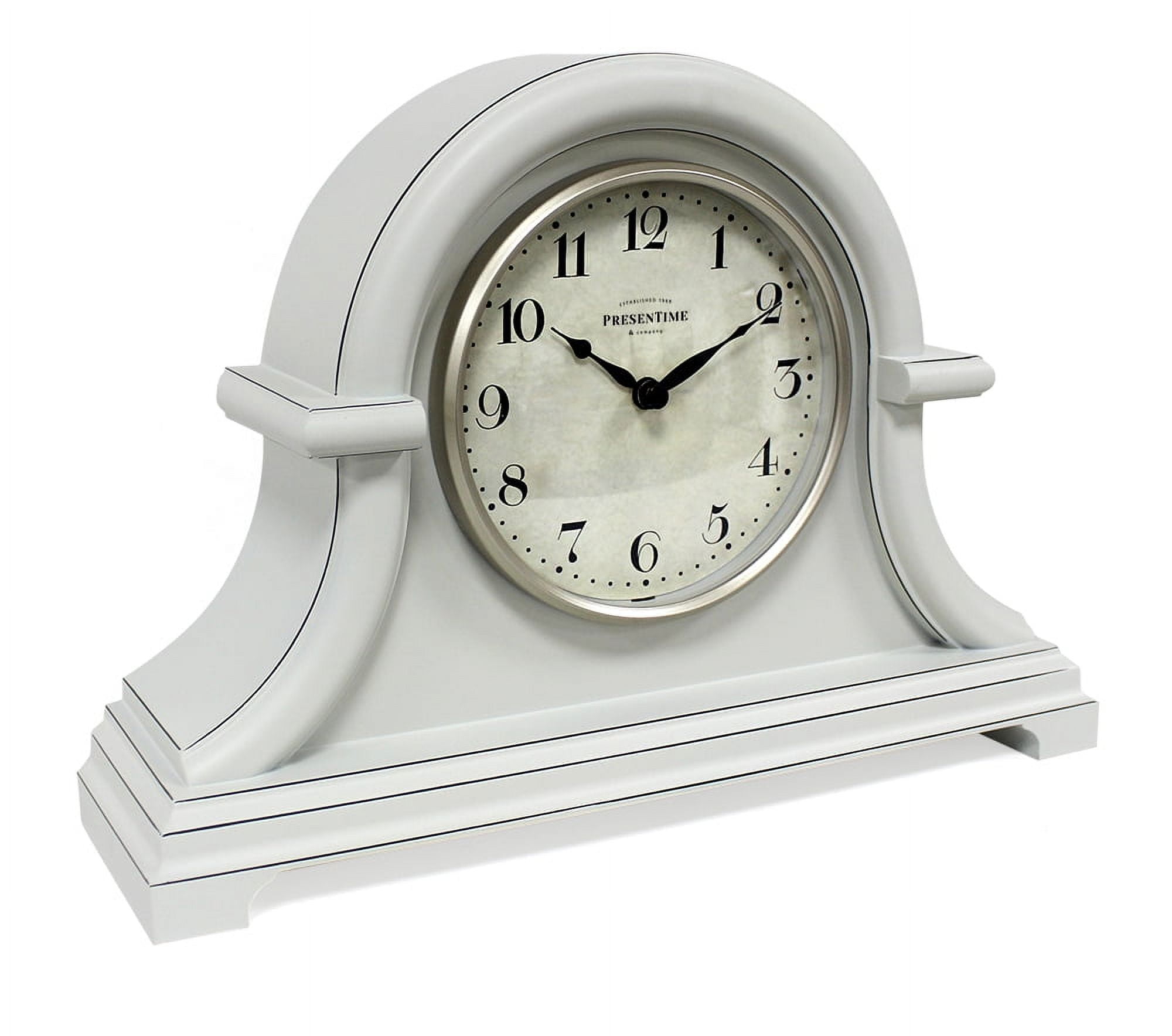 Gray Cream 13" Vintage Farmhouse Quartz Mantel Clock