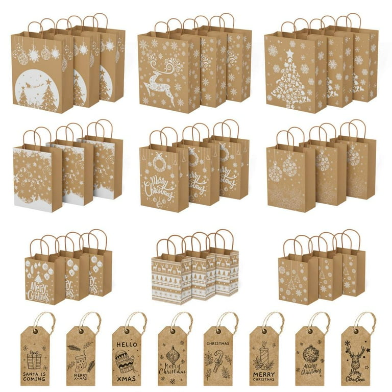 24 Pieces Kraft Paper Party Favor Gift Bags with Handle Assorted