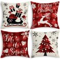 thumbnail image 1 of Presence 4 PCS Christmas Red Buffalo Plaid Pillow Covers, Home Indoor Christmas Decorations Props, 1 of 9