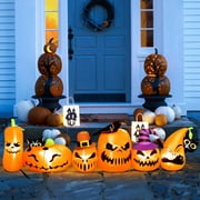 7 Ft Halloween Inflatables Pumpkin Outdoor Decoration Build-in LED Lights Blow Up for Outdoor, Yard, Indoor, Grden, Lawn Decoration, Orange