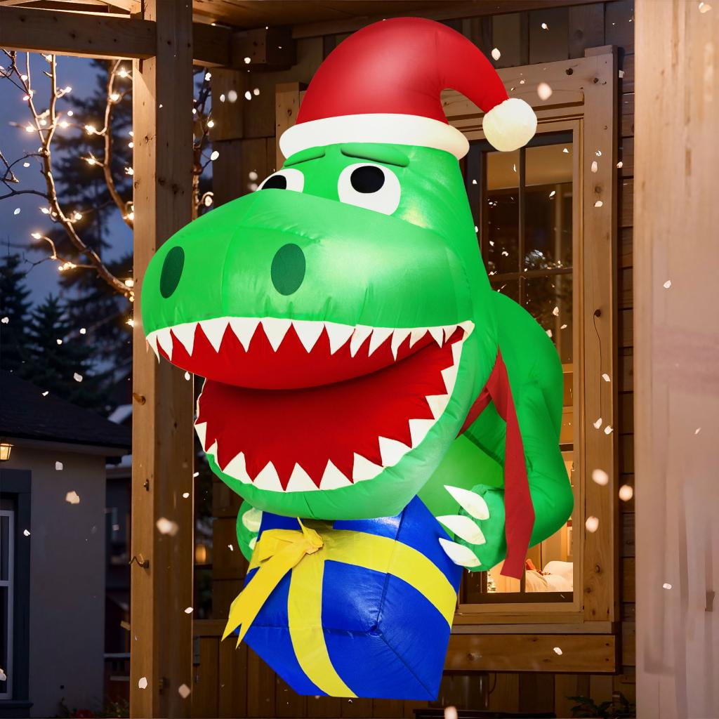 Presence Inflatable Dinosaur Christmas Decorations, Christmas Blow Up ...