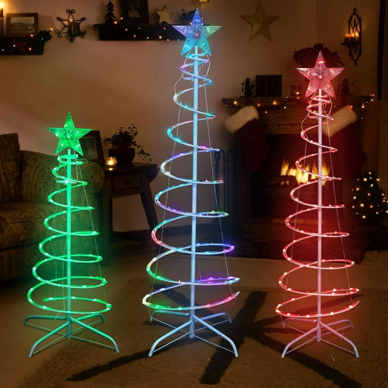 Presence Spiral Christmas Tree RGB Christmas Lights Tree Includes Remote Control for Color Change Different Flashing Modes Spiral Lighted LED