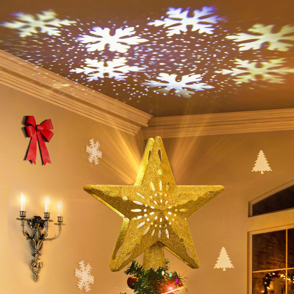 Holiday Time Gold Star Tree Topper