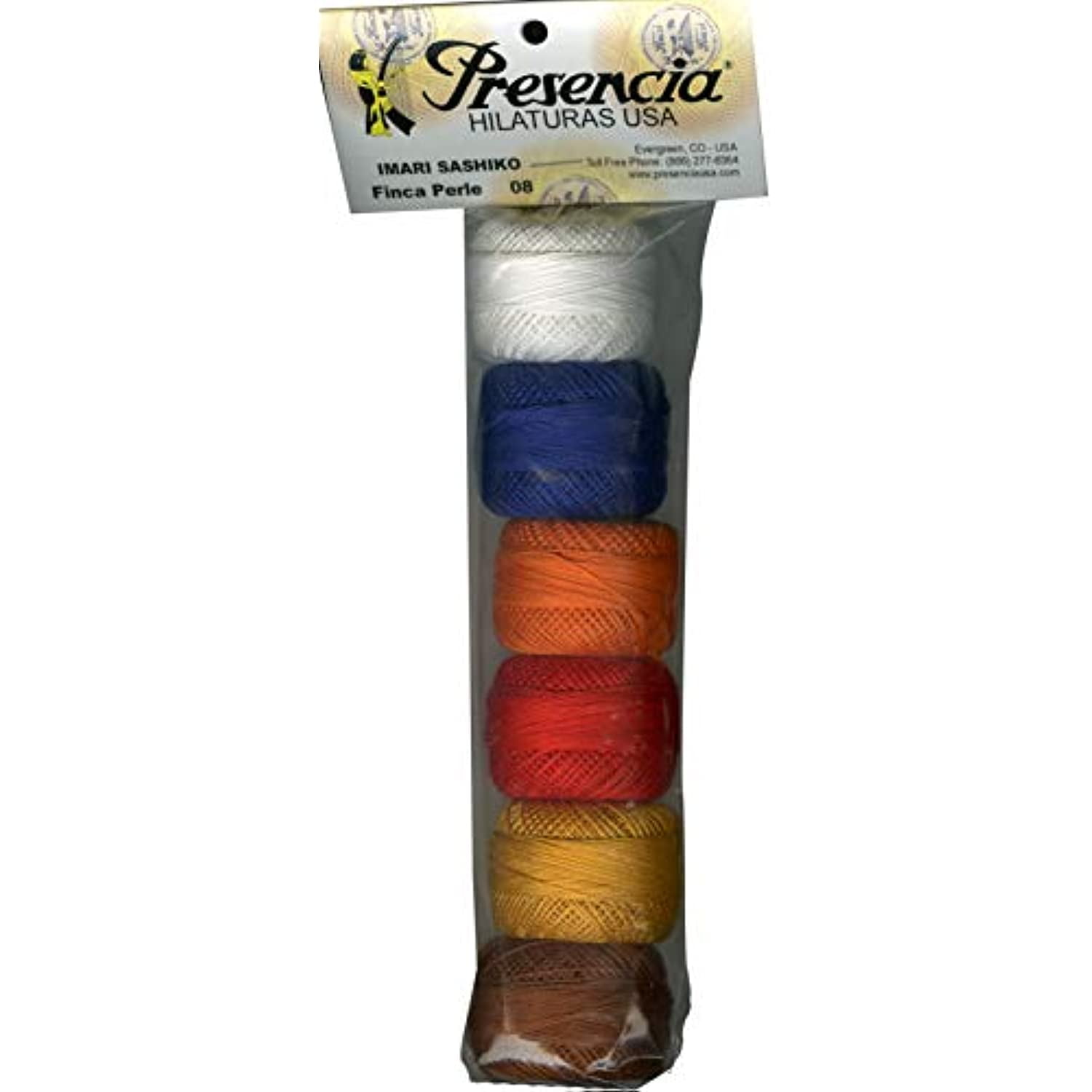 Presencia Finca Perle Cotton Size #8 Thread Sampler Pack for Sashiko, Embroidery, and Quilting (Imari Sashiko)