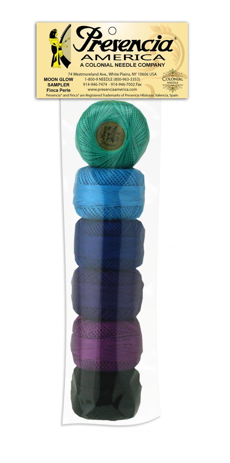Presencia Pearl Cotton Size 5 Thread Sampler Moon Glow