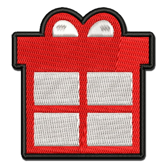 Present Gift Box Birthday Christmas Holiday Applique Multi-Color Embroidered Hook & Loop Patch - 3 Inch Medium