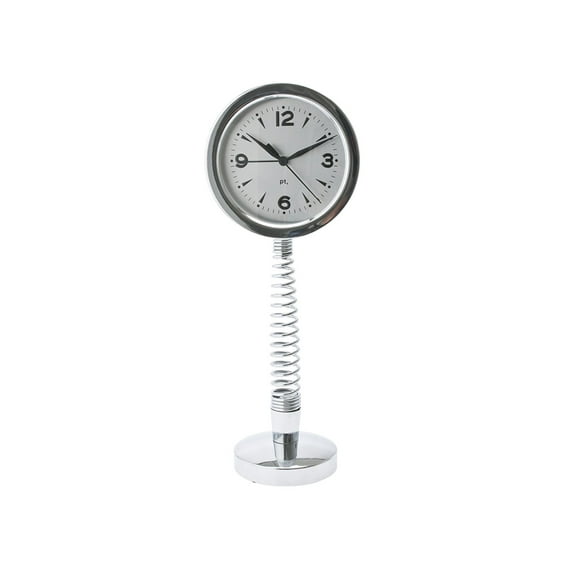 Present Time Alarm Clock on a Spring Extra Large, Silver Dial
