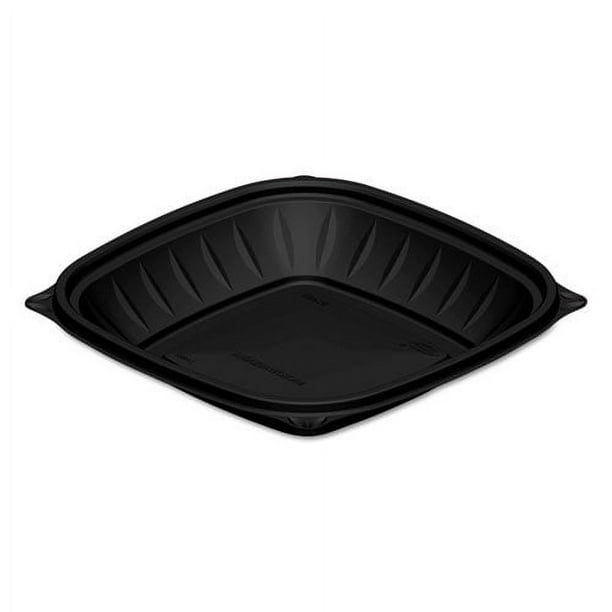 PresentaBowls Pro Black Square Bowls, 24 oz, 8.5 x 8.5 x 1.8, Plastic, 63/Bag, 4 Bags/Carton