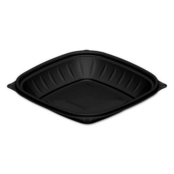 PresentaBowls Pro Black Square Bowls, 24 oz, 8.5 x 8.5 x 1.8, Plastic, 63/Bag, 4 Bags/Carton | Bundle of 2 Cartons