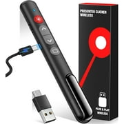 Presentation Clicker with 2-in-1 USB Type C,ESYWEN Rechargeable Wireless Presenter Remote Slide Advancer with Hyperlink & Volume Control for PowerPoint ,Mac, Computer, Laptop-Black