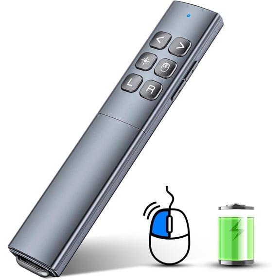 Presentation Clicker with Air Mouse - USB C Wireless Presenter Remote Clicker with Light Pointer, RF 2.4GHz PowerPoint Clicker for Presentation, Computer Pointer Clicker Slide Advancer for Mac,Laptop