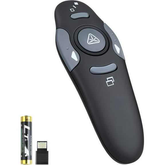 Presentation Clicker Pointer, 2.4 GHz Wireless Presenter Remote, Slide Advancer PowerPoint Presentation Pointer Presentation Clicker for Keynote/PPT/Google Slides/Mac/PC (Battery Include)