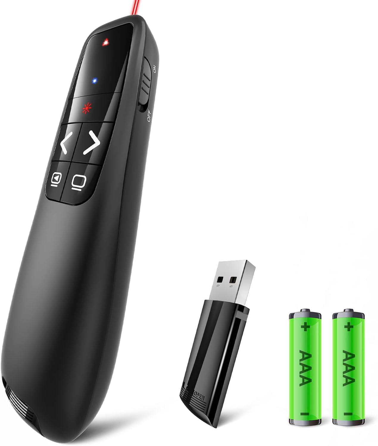 Presentation Clicker PowerPoint Presenter Remote Red Laser Pointer Computer Clickers, USB A