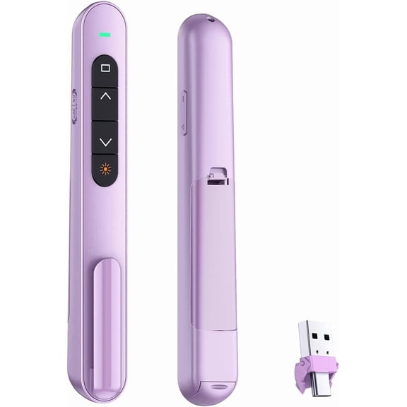 Presentation Clicker for PowerPoint, RF 2.4GHz USB C Wireless Presenter Remote with Volume Control, PowerPoint Clicker Slide Advancer for Mac, Windows, Laptop, Keynote